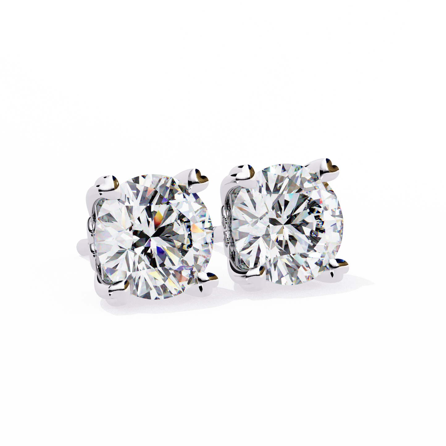 1.03 Ct Round Cut Lab Grown Diamond Gold Solitaire Stud Earring