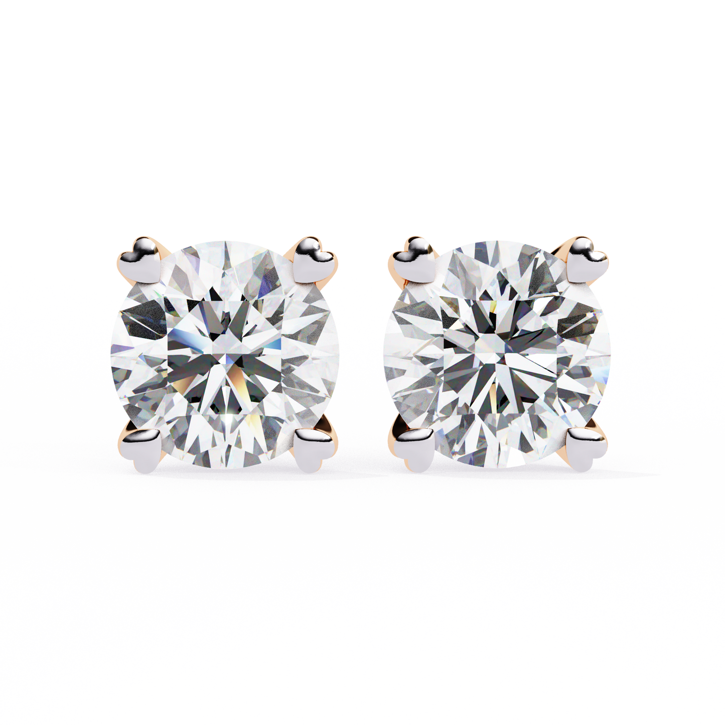 1.03 Ct Round Cut Lab Grown Diamond Gold Solitaire Stud Earring