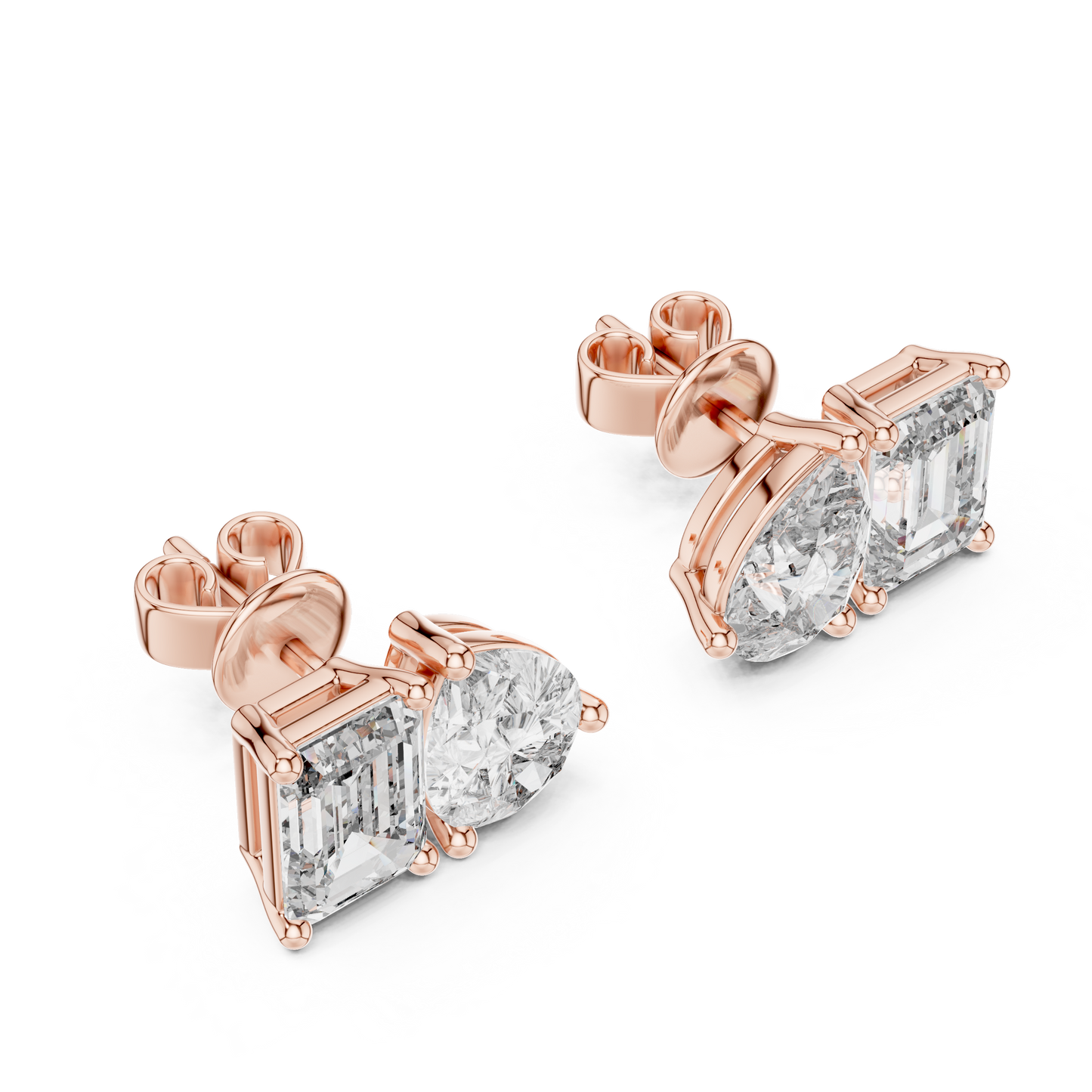 Toi et Moi Emerald and Pear Lab Grown Diamond Stud Earrings