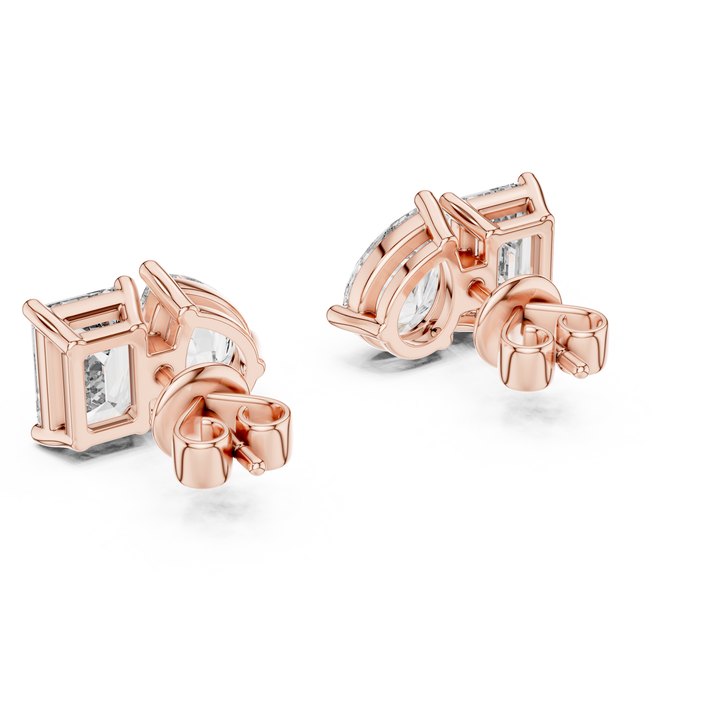 Toi et Moi Emerald and Pear Lab Grown Diamond Stud Earrings