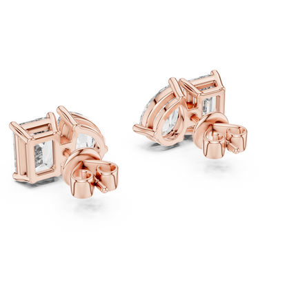 Toi et Moi Emerald and Pear Lab Grown Diamond Stud Earrings