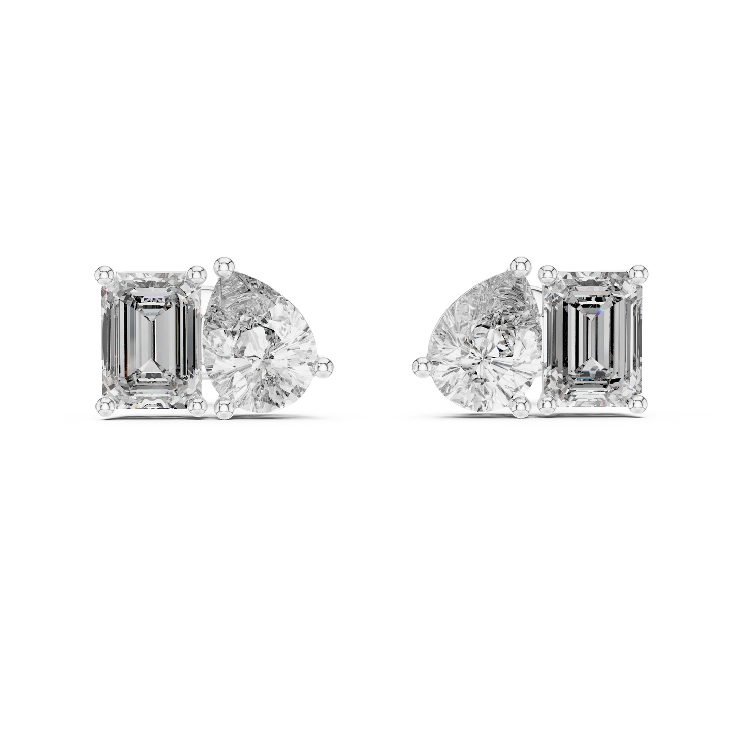 Toi et Moi Emerald and Pear Lab Grown Diamond Stud Earrings