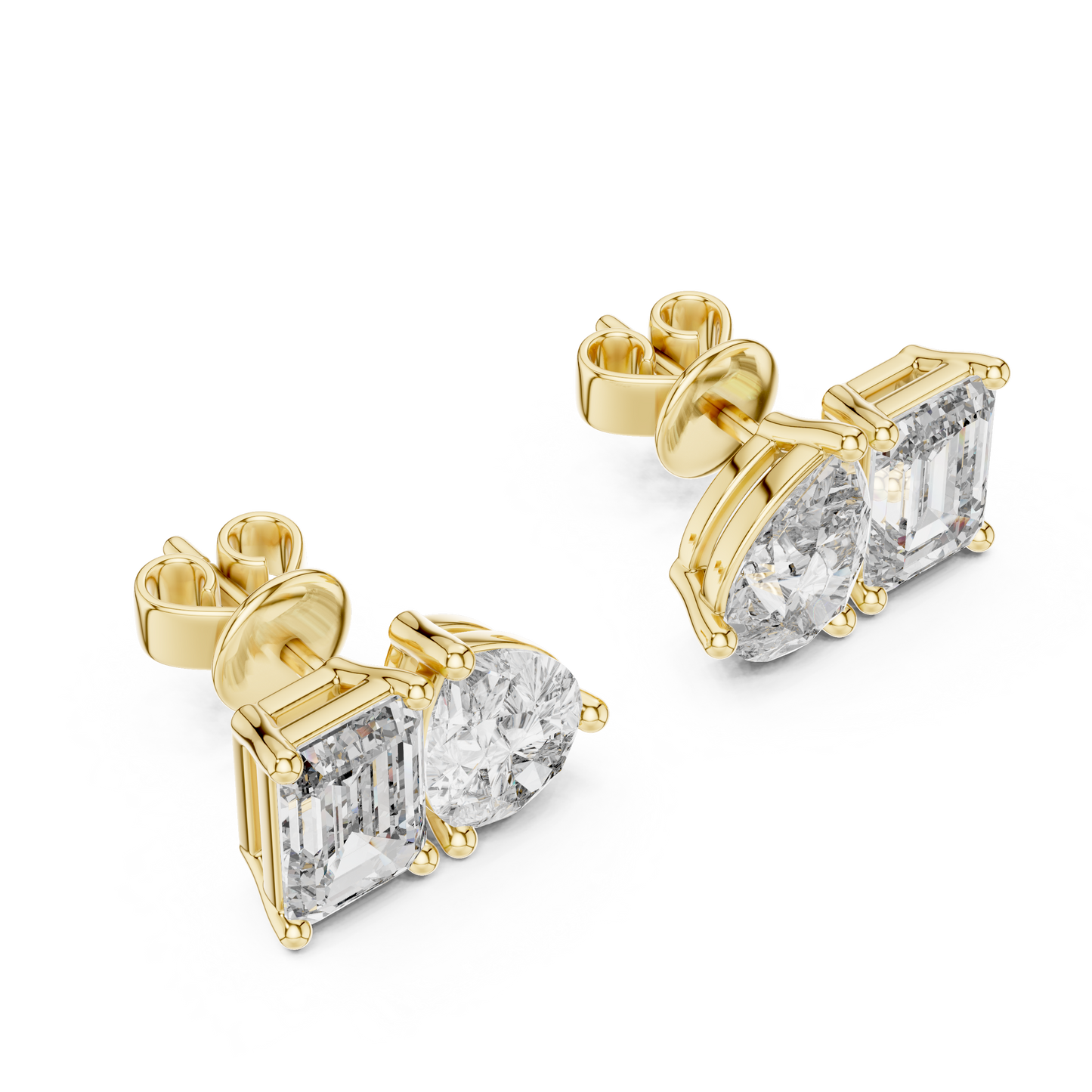 Toi et Moi Emerald and Pear Lab Grown Diamond Stud Earrings