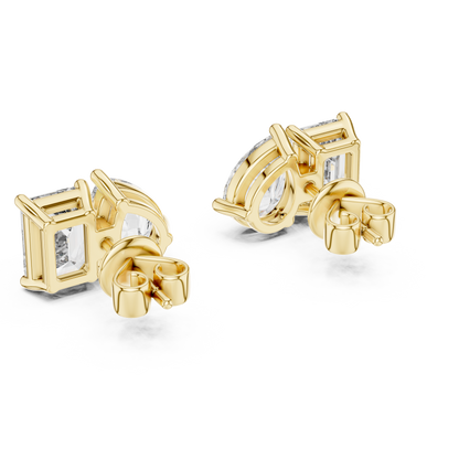 Toi et Moi Emerald and Pear Lab Grown Diamond Stud Earrings