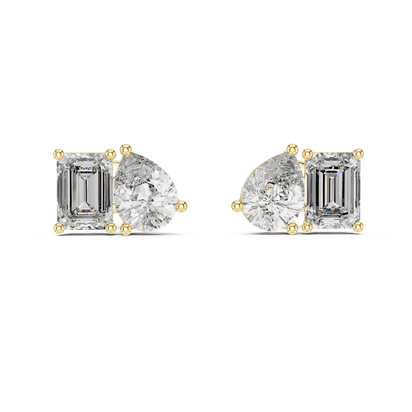 Toi et Moi Emerald and Pear Lab Grown Diamond Stud Earrings