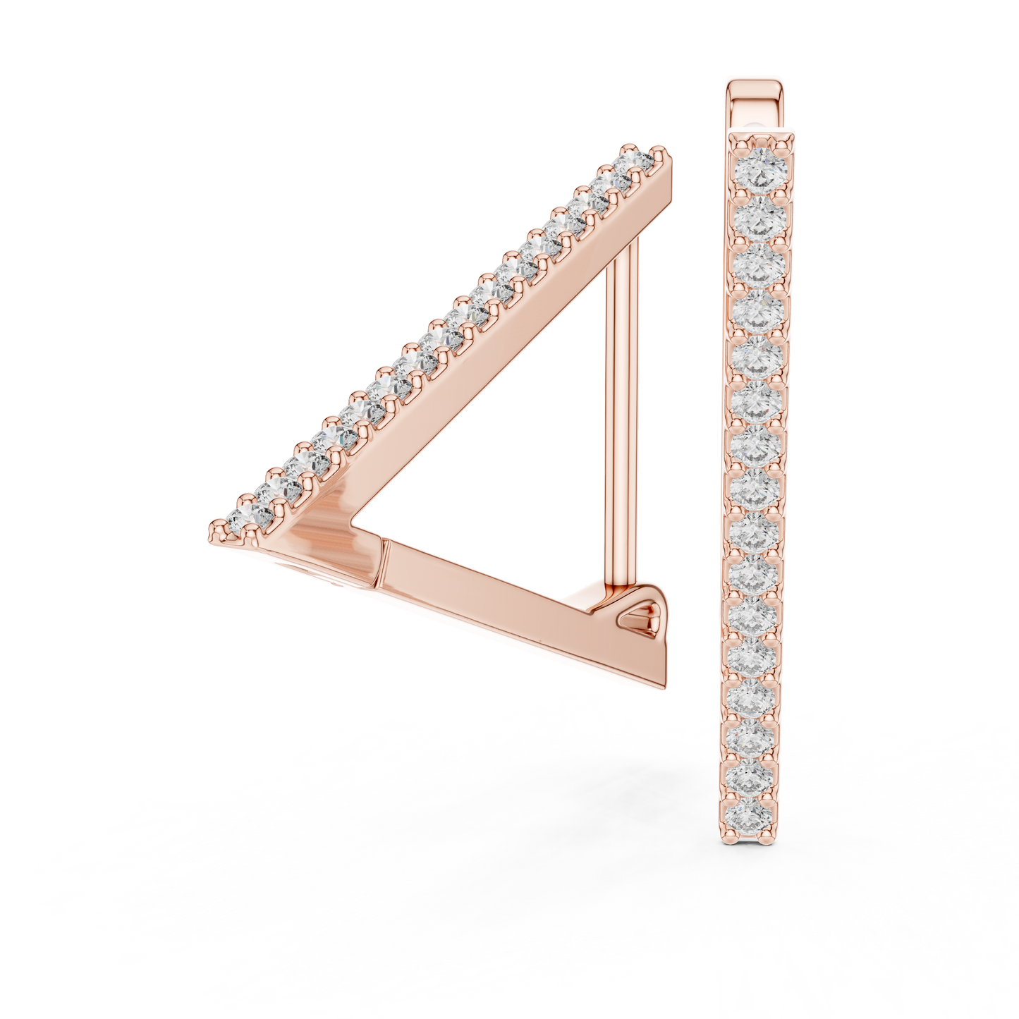 V Shape Lab Grown Diamond Hoop Earrings in 14k White Gold