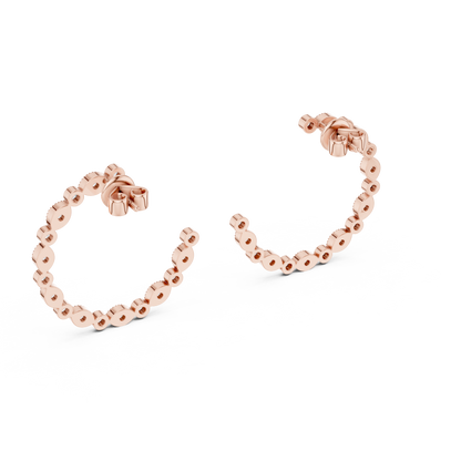 Round Lab Grown Diamond C-Hoop Earrings in 14k Rose Gold