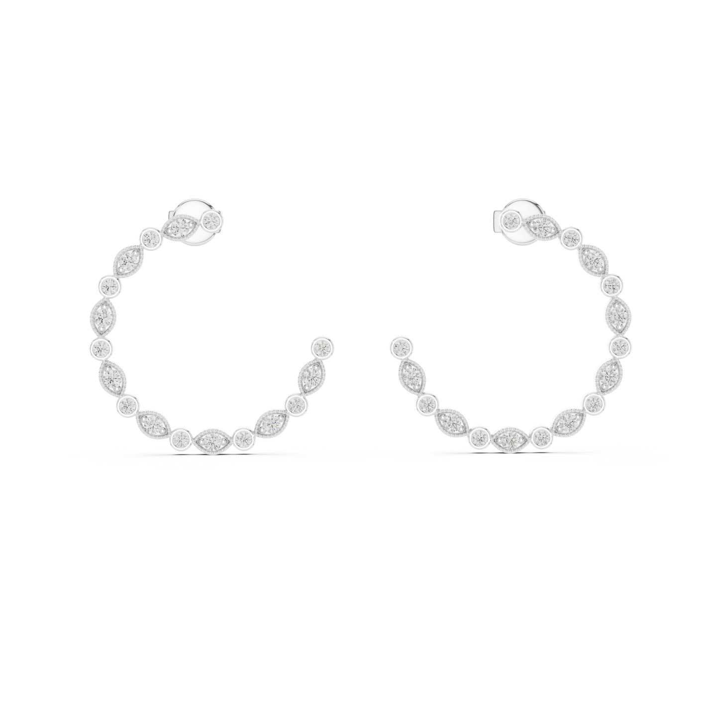 Round Lab Grown Diamond C-Hoop Earrings in 14k Rose Gold