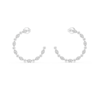 Round Lab Grown Diamond C-Hoop Earrings in 14k Rose Gold