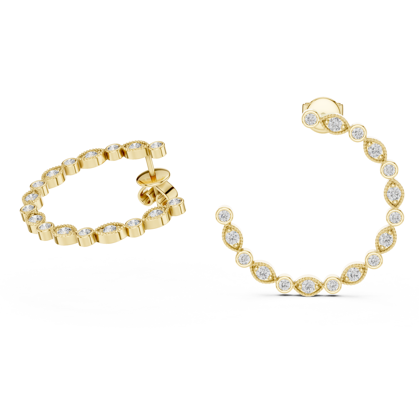 Round Lab Grown Diamond C-Hoop Earrings in 14k Rose Gold