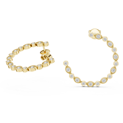 Round Lab Grown Diamond C-Hoop Earrings in 14k Rose Gold