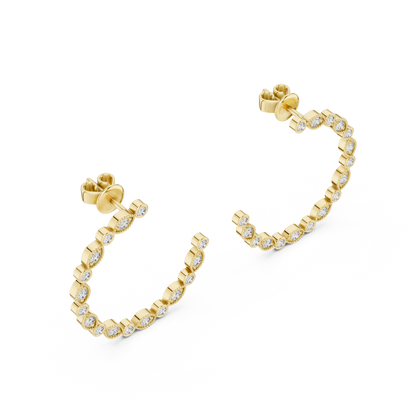 Round Lab Grown Diamond C-Hoop Earrings in 14k Rose Gold