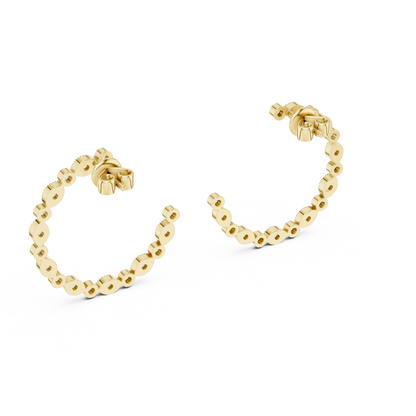 Round Lab Grown Diamond C-Hoop Earrings in 14k Rose Gold