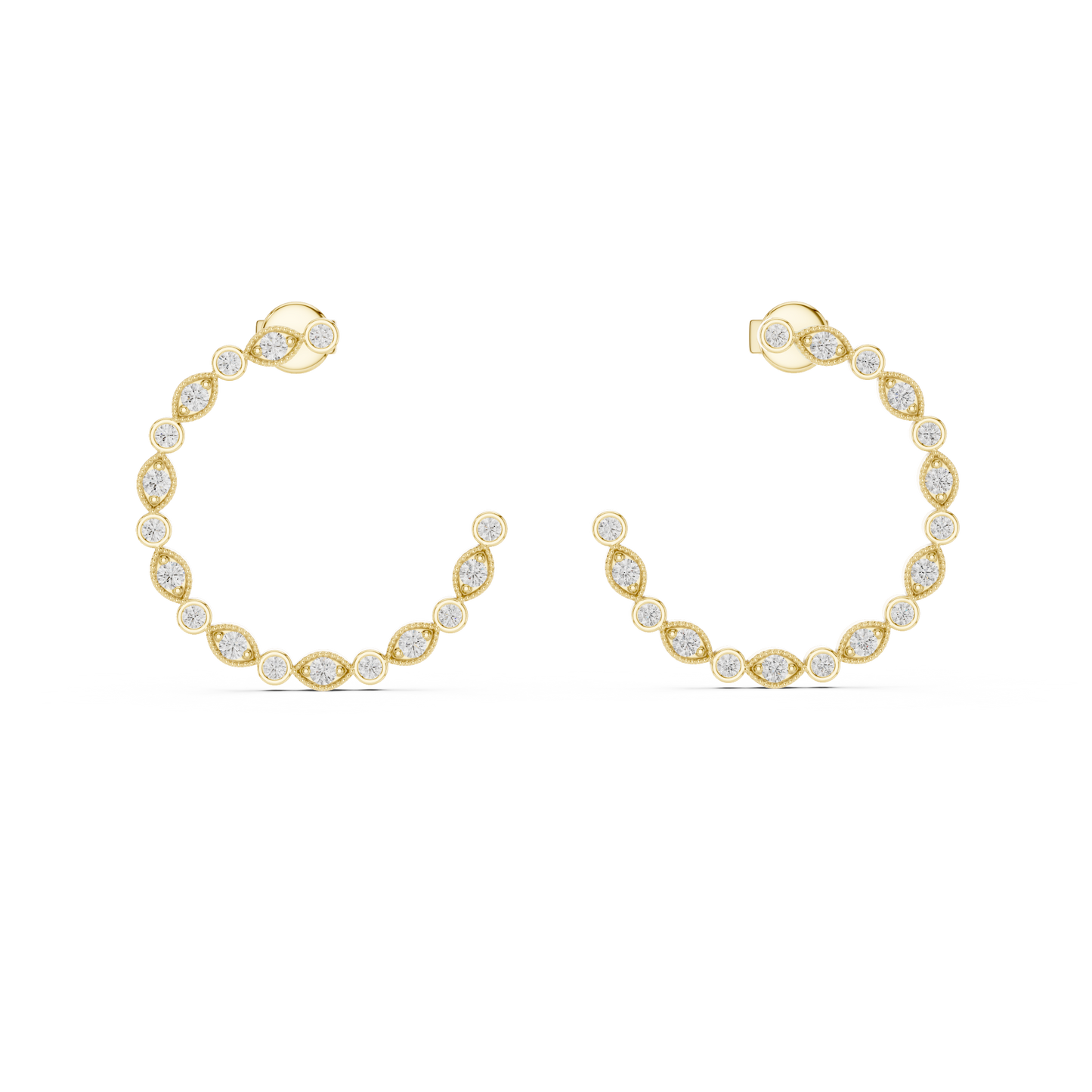 Round Lab Grown Diamond C-Hoop Earrings in 14k Rose Gold