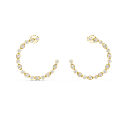 Round Lab Grown Diamond C-Hoop Earrings in 14k Rose Gold