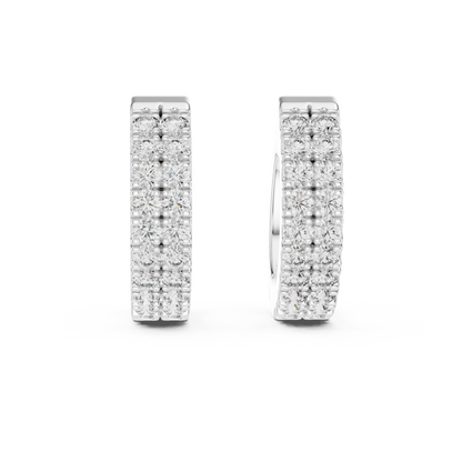 Double Row Pave Lab Grown Diamond Huggie Earrings in 14k Yellow Gold
