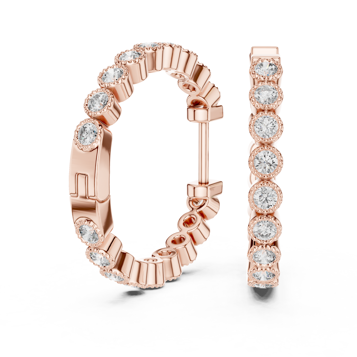 Round Lab Grown Diamond In-and-Out Hoop Earrings in 14k White Gold