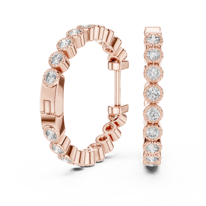 Round Lab Grown Diamond In-and-Out Hoop Earrings in 14k White Gold