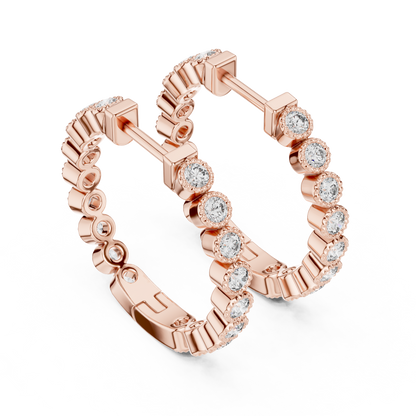 Round Lab Grown Diamond In-and-Out Hoop Earrings in 14k White Gold