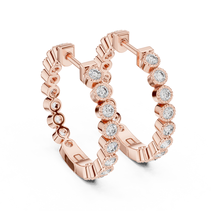 Round Lab Grown Diamond In-and-Out Hoop Earrings in 14k White Gold