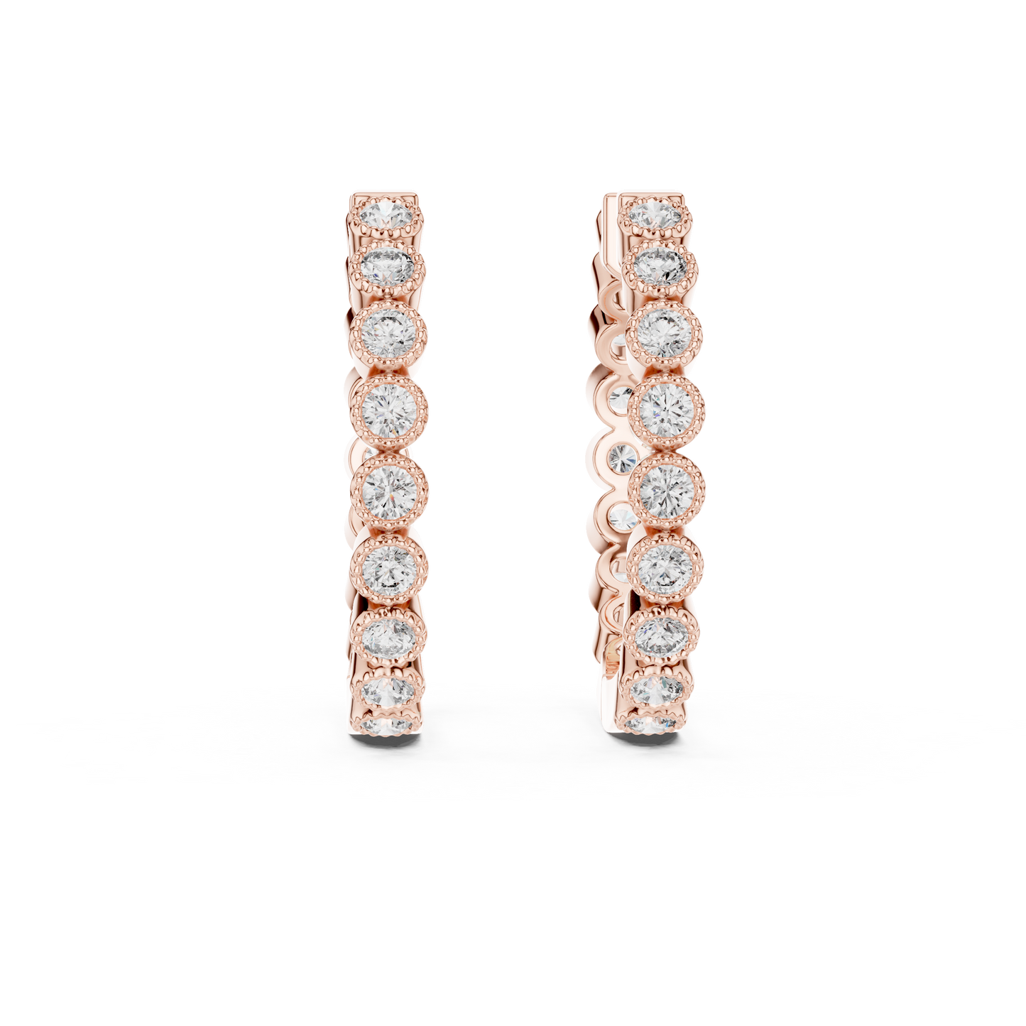 Round Lab Grown Diamond In-and-Out Hoop Earrings in 14k White Gold