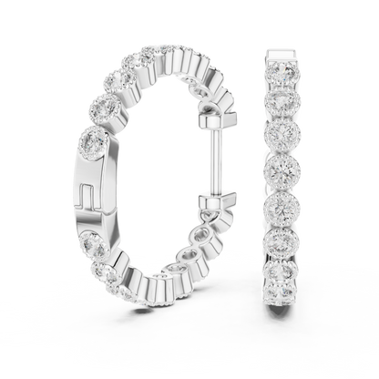 Round Lab Grown Diamond In-and-Out Hoop Earrings in 14k White Gold