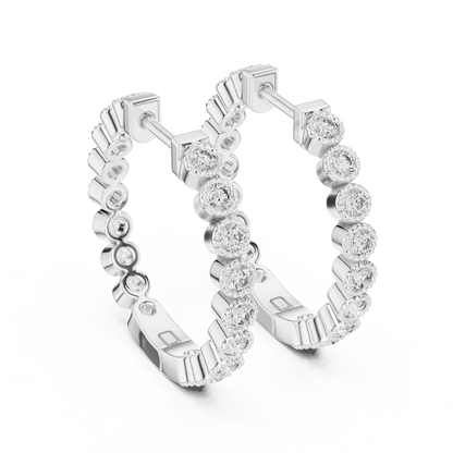 Round Lab Grown Diamond In-and-Out Hoop Earrings in 14k White Gold