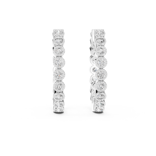 Round Lab Grown Diamond In-and-Out Hoop Earrings in 14k White Gold