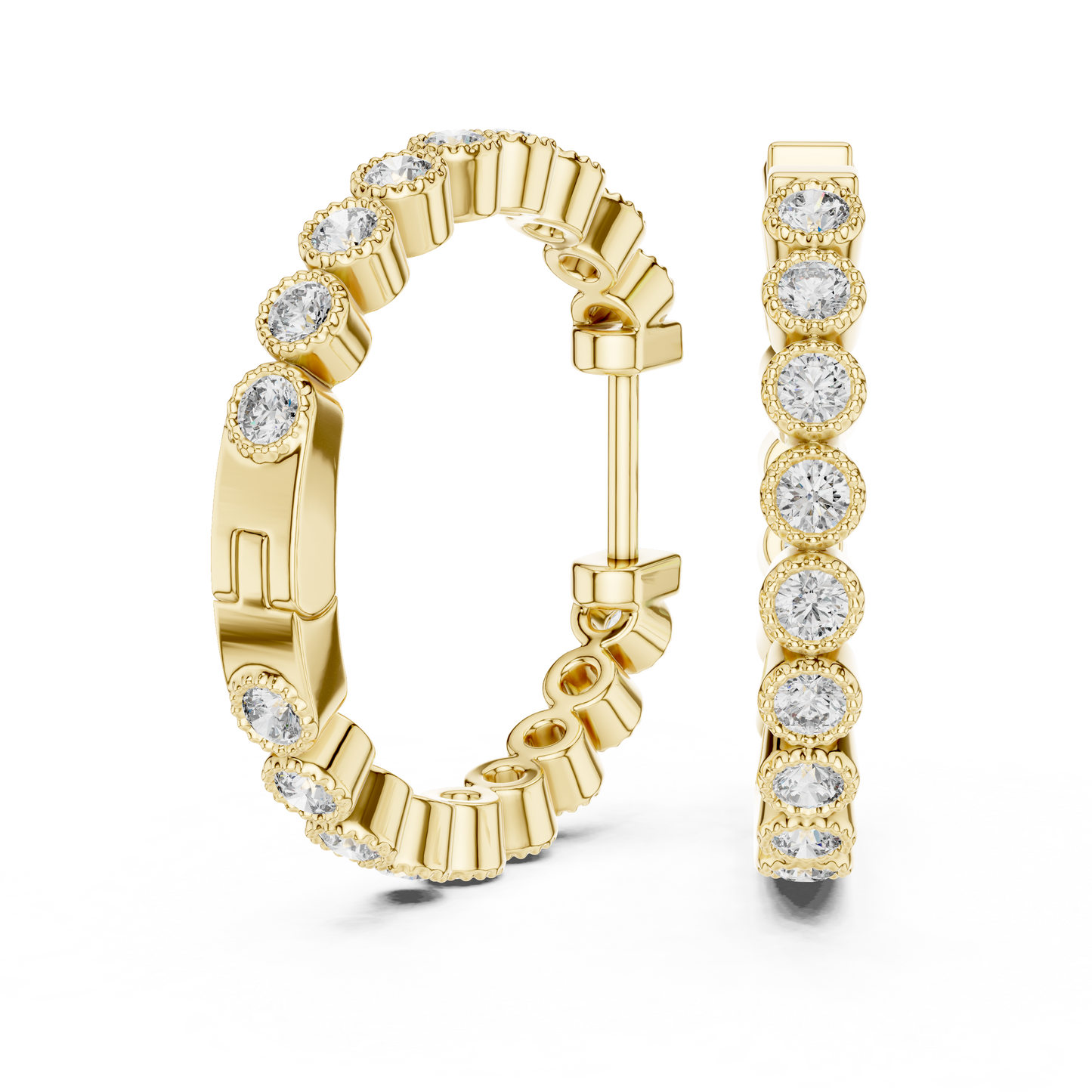 Round Lab Grown Diamond In-and-Out Hoop Earrings in 14k White Gold