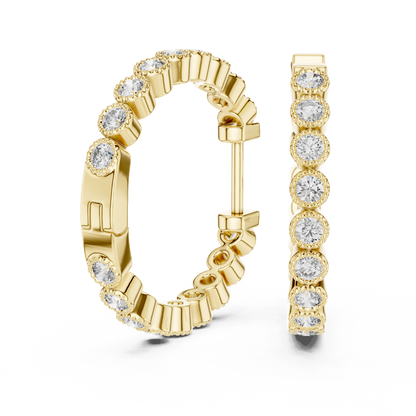 Round Lab Grown Diamond In-and-Out Hoop Earrings in 14k White Gold