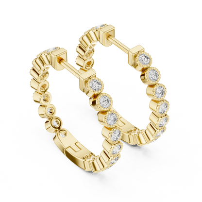 Round Lab Grown Diamond In-and-Out Hoop Earrings in 14k White Gold