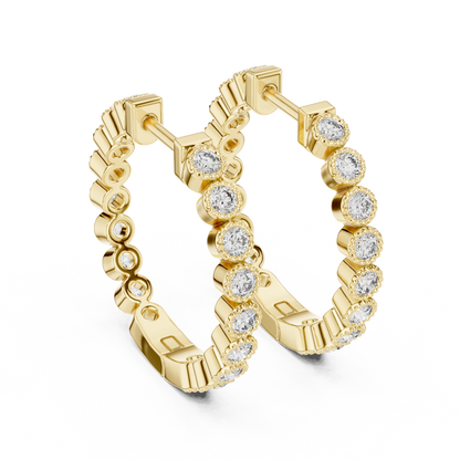 Round Lab Grown Diamond In-and-Out Hoop Earrings in 14k White Gold