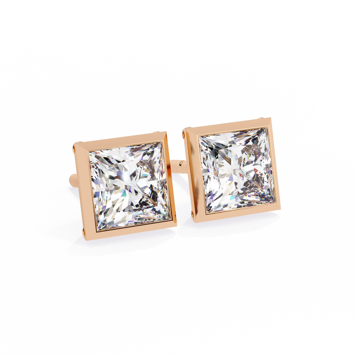 1 ct Bezel Princess Studs