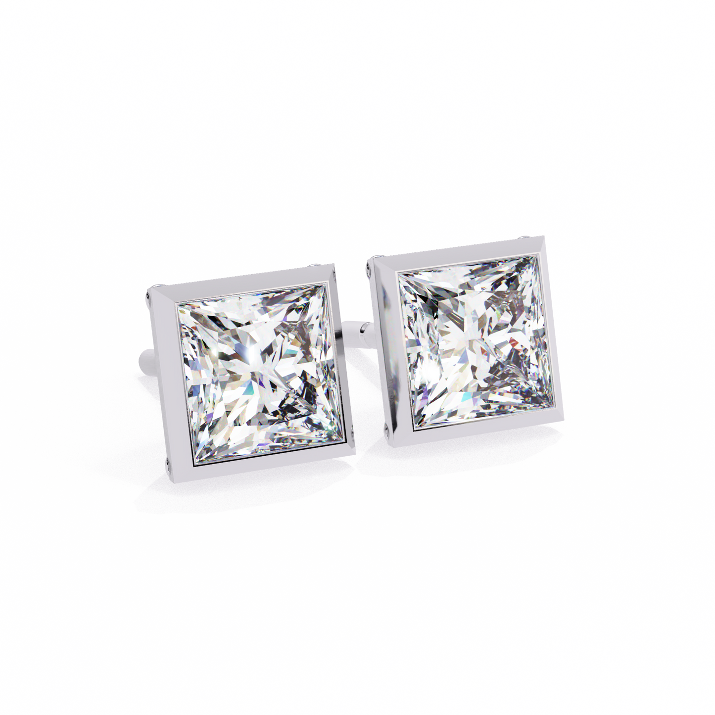 1 ct Bezel Princess Studs