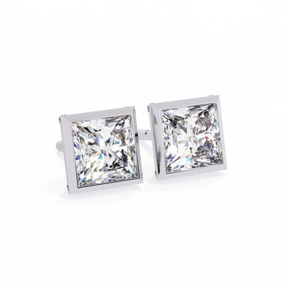 1 ct Bezel Princess Studs