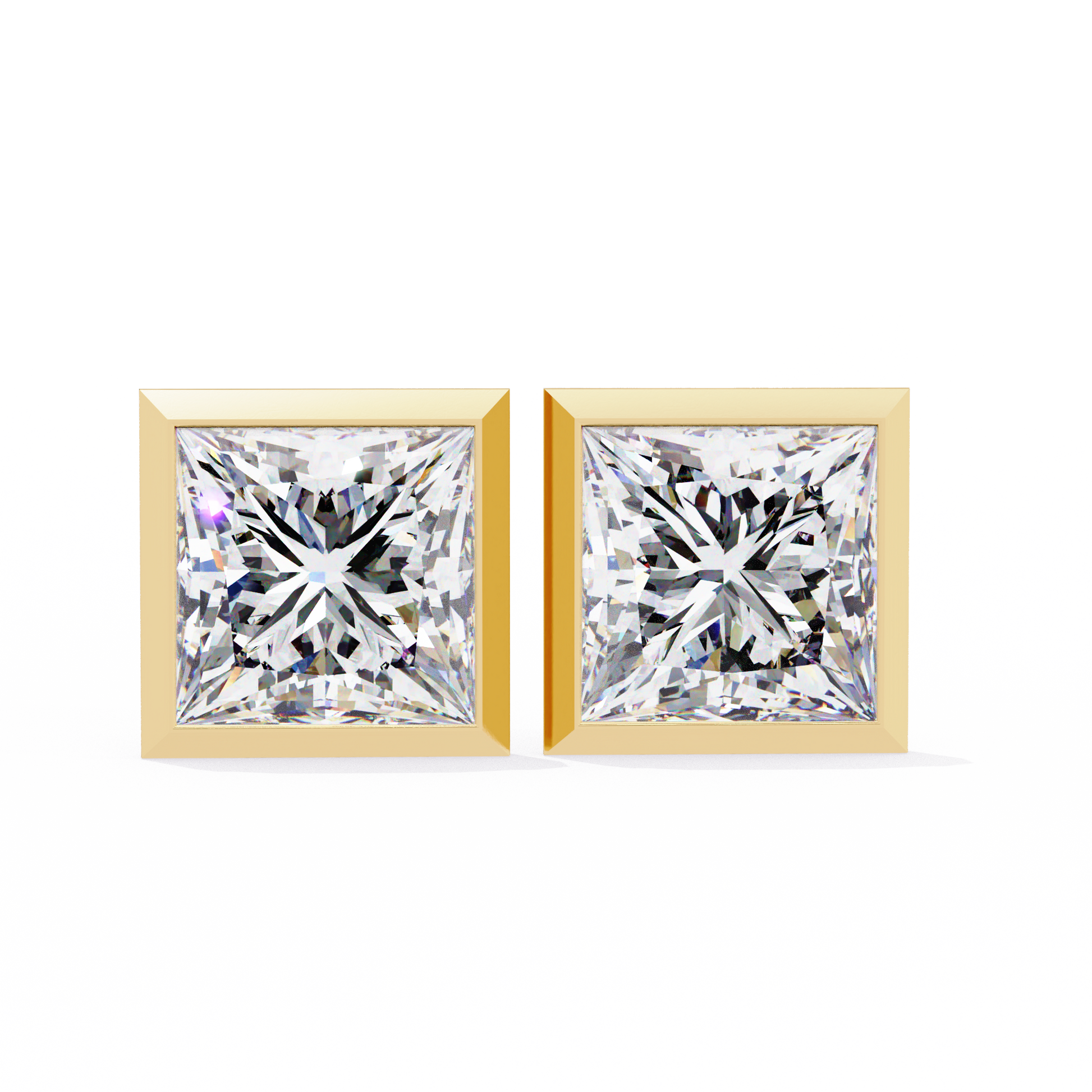 1 ct Bezel Princess Studs