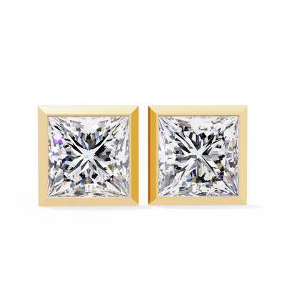 1 ct Bezel Princess Studs