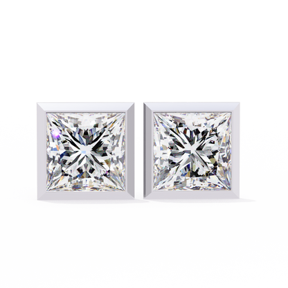 1 ct Bezel Princess Studs