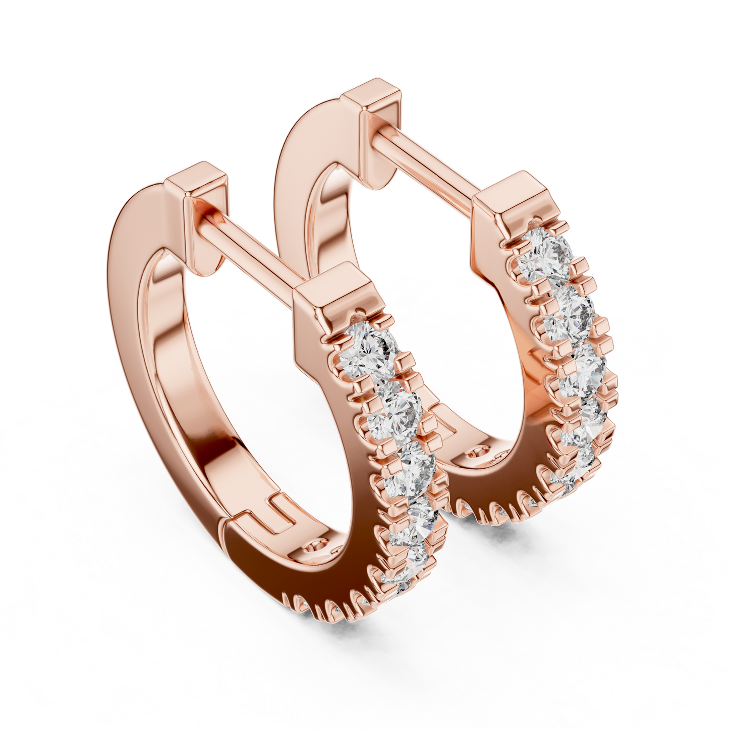 Lab Grown Diamond Huggie Hoop Earrings in 14k Rose Gold