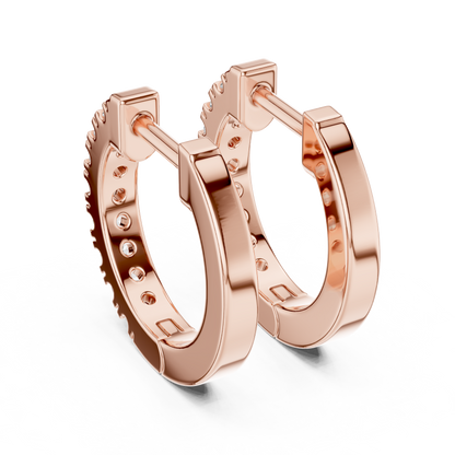 Lab Grown Diamond Huggie Hoop Earrings in 14k Rose Gold