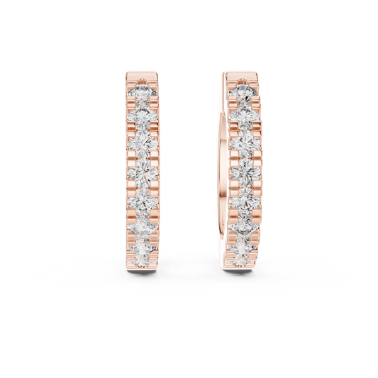 Lab Grown Diamond Huggie Hoop Earrings in 14k Rose Gold