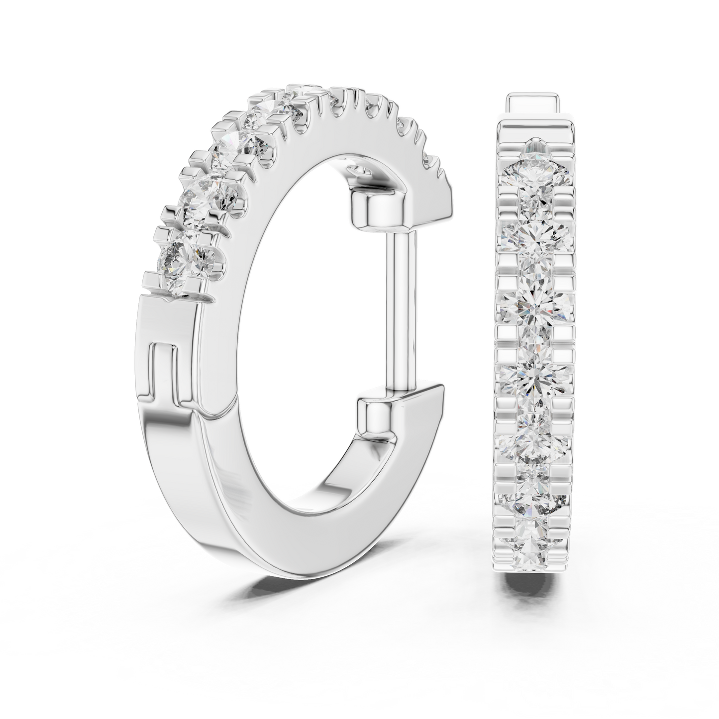 Lab Grown Diamond Huggie Hoop Earrings in 14k Rose Gold