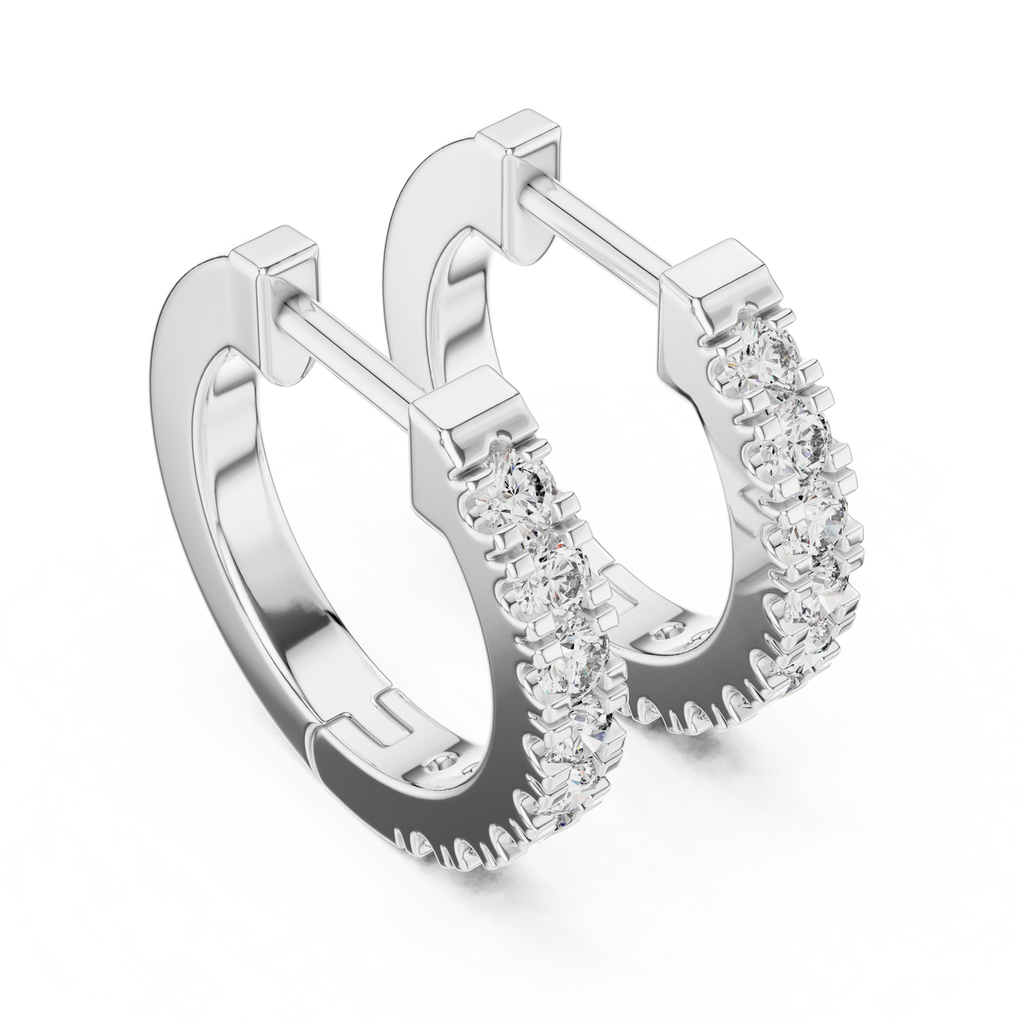 Lab Grown Diamond Huggie Hoop Earrings in 14k Rose Gold