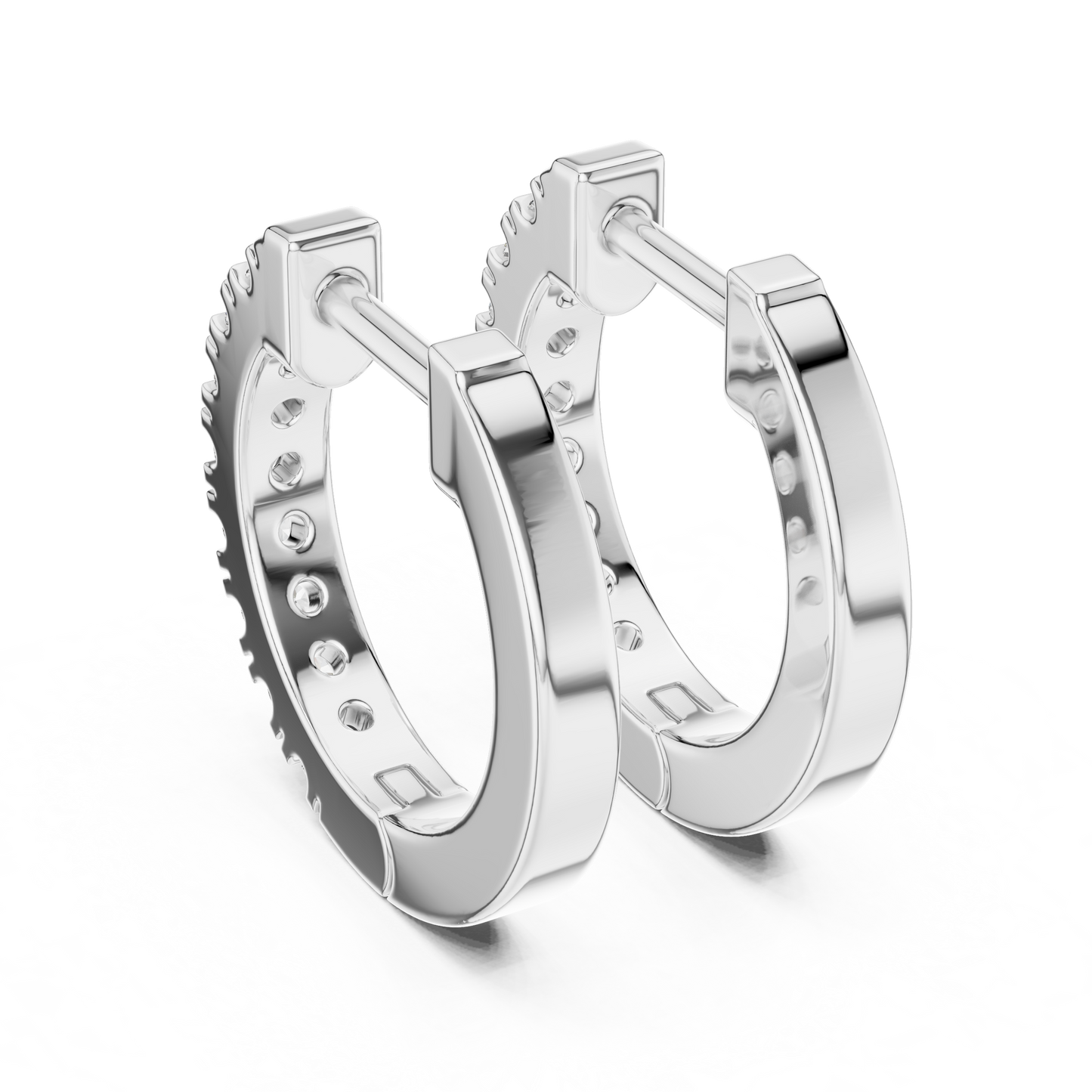 Lab Grown Diamond Huggie Hoop Earrings in 14k Rose Gold