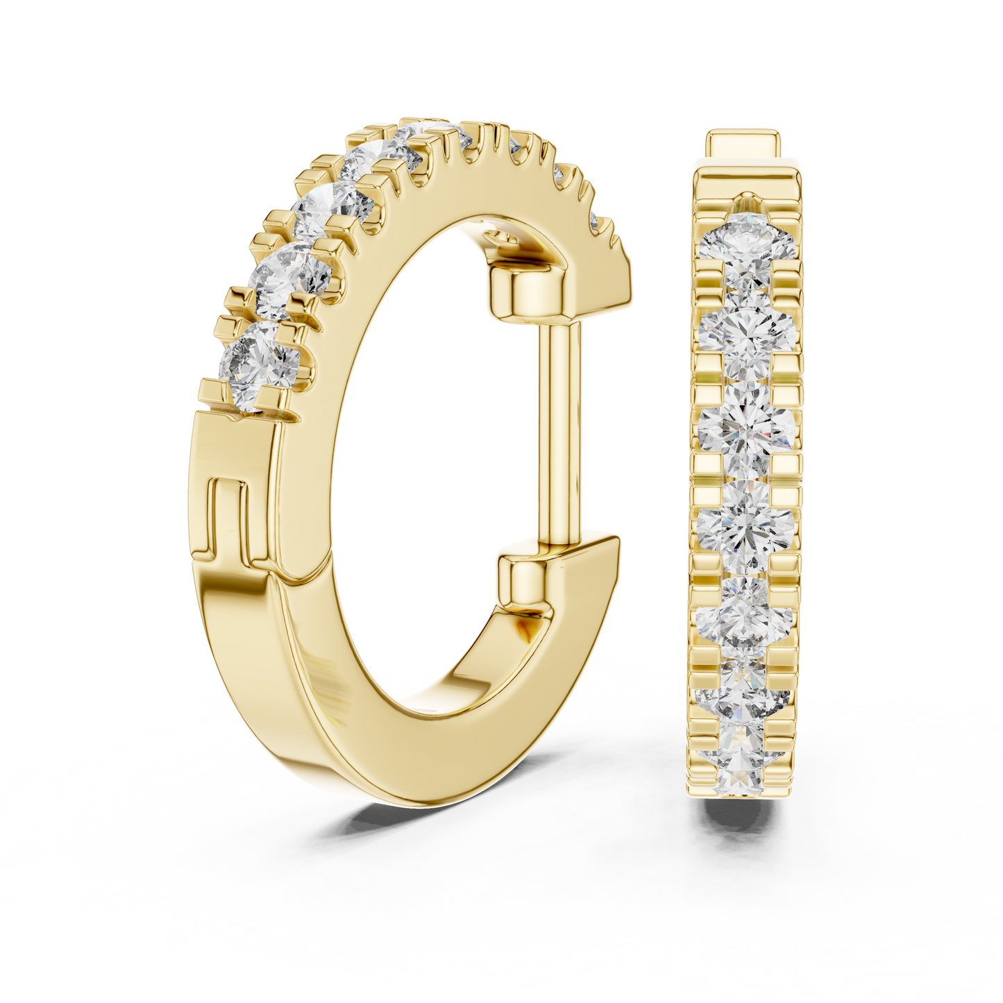 Lab Grown Diamond Huggie Hoop Earrings in 14k Rose Gold