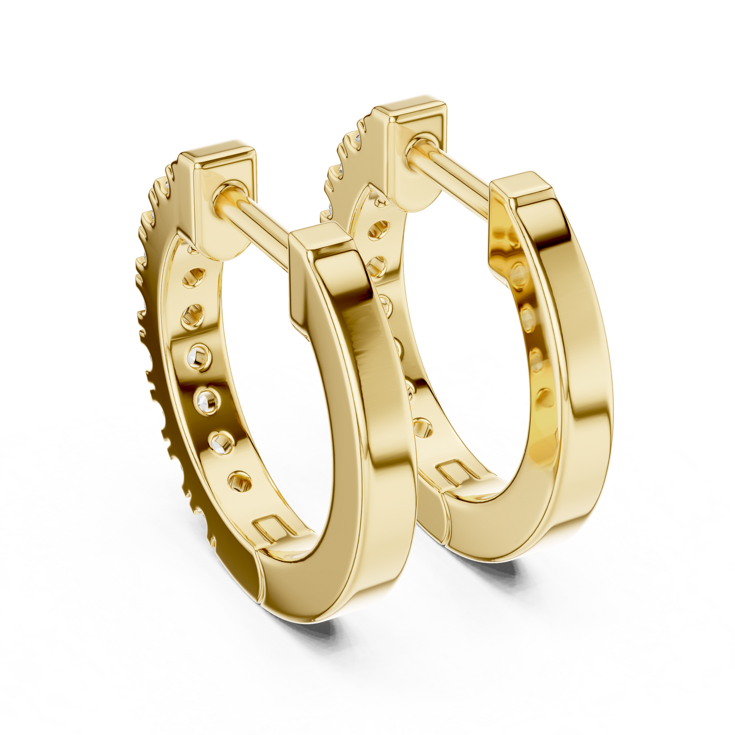 Lab Grown Diamond Huggie Hoop Earrings in 14k Rose Gold