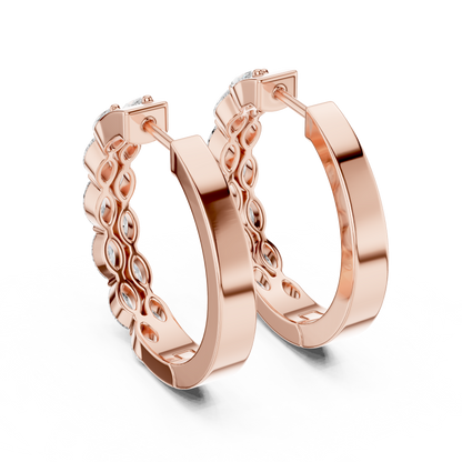 Staggered Marquise Lab Grown Diamond Huggie Earrings in 14k Yellow Gold