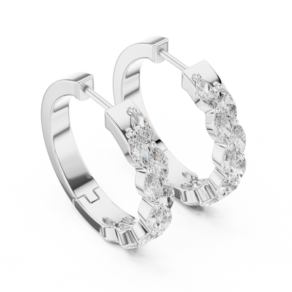 Staggered Marquise Lab Grown Diamond Huggie Earrings in 14k Yellow Gold