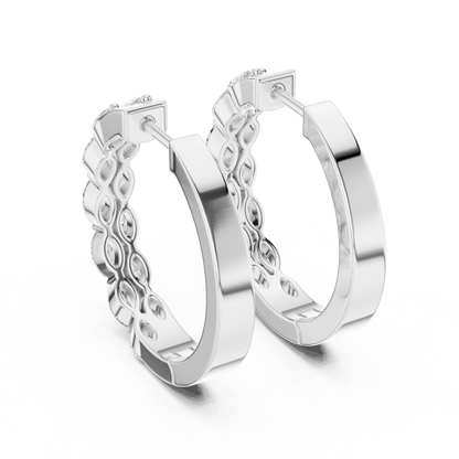 Staggered Marquise Lab Grown Diamond Huggie Earrings in 14k Yellow Gold