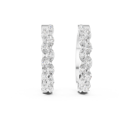 Staggered Marquise Lab Grown Diamond Huggie Earrings in 14k Yellow Gold